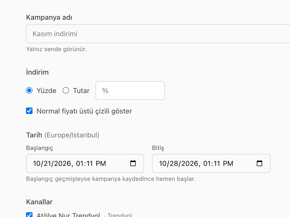 Panel screen: Schedule a campaign